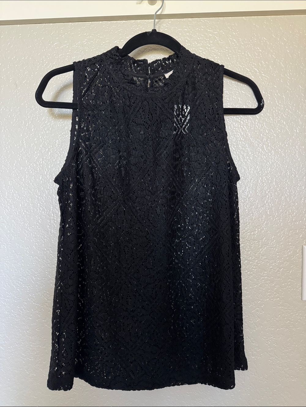LOFT Black Lace High-Neck Sleeveless Camisole NWT